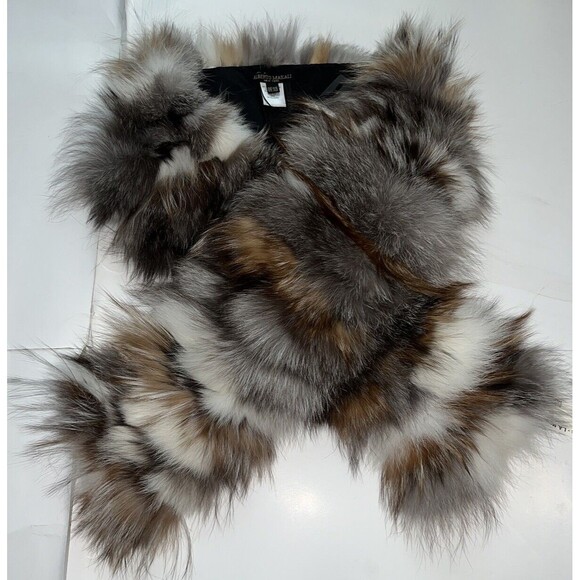 Alberto Makali blue Fox Fur Stole Wrap Scarf Shawl Multicolor Brown Hues NWT 52” - Picture 6 of 16